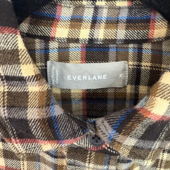 NEW Everlane Cotton Oversized Flannel Boxy Oxford Shirt in Plaid XS - Picture 6 of 9